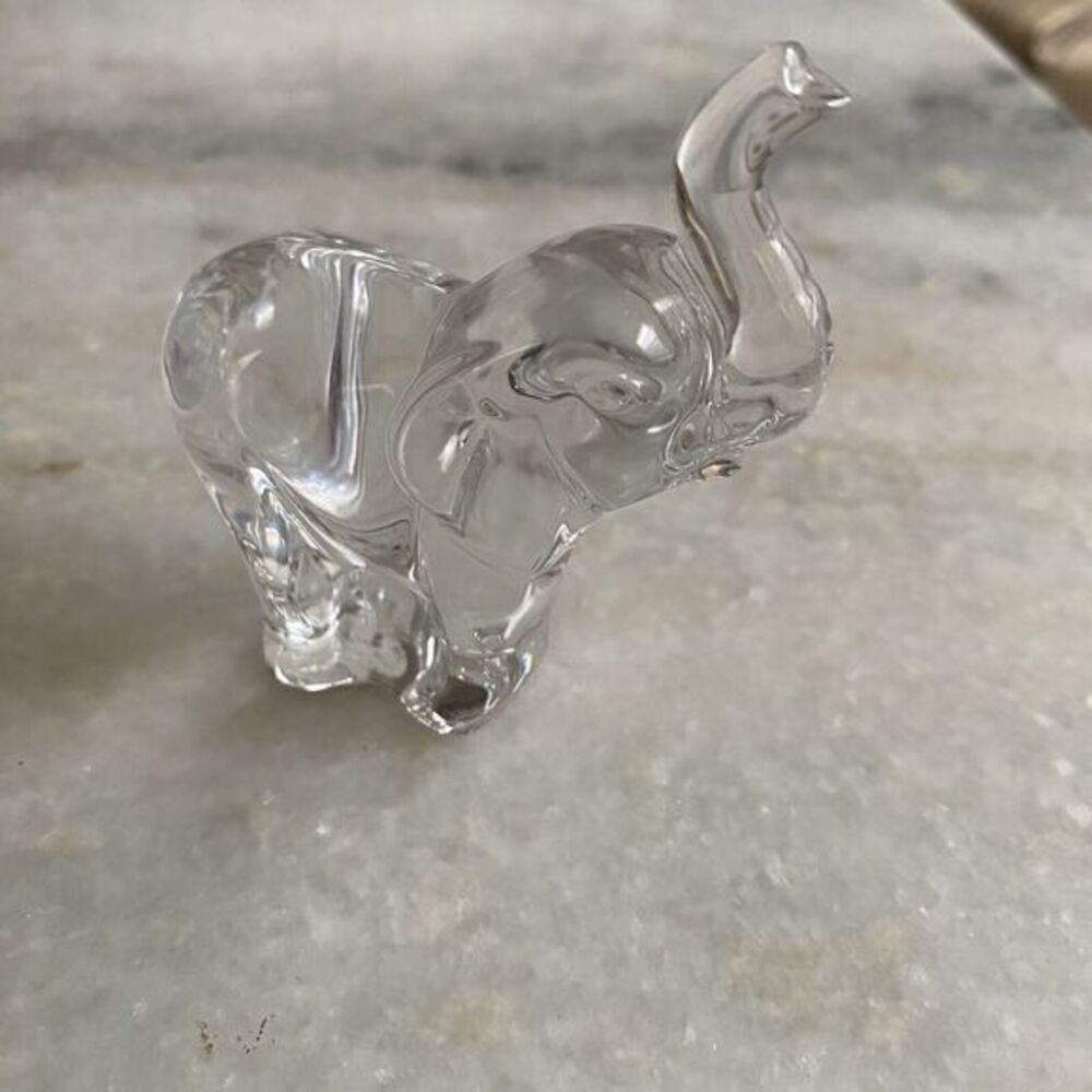 Lenox Full Lead Crystal Elephant Trunk Up Clear Figurine Czech Republic